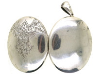Victorian Engraved Silver Oval Locket