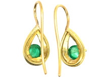 18ct Gold & Cabochon Emerald Earrings