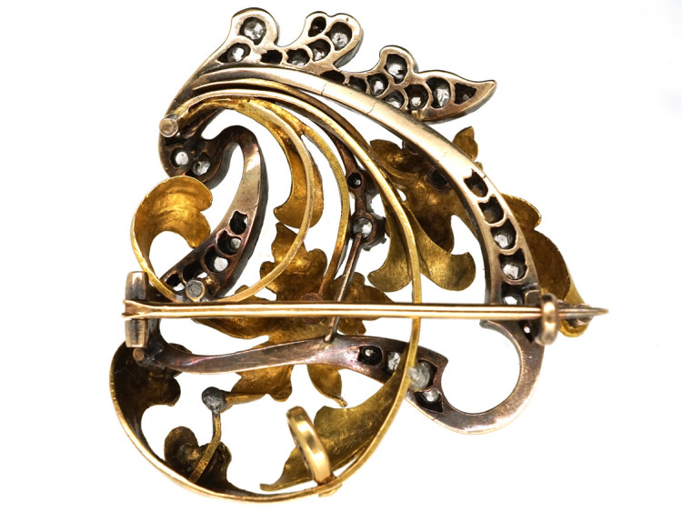 Belle Epoque 18ct Gold & Rose Diamond Flower Brooch