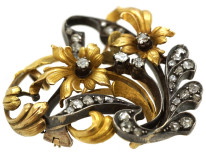 Belle Epoque 18ct Gold & Rose Diamond Flower Brooch