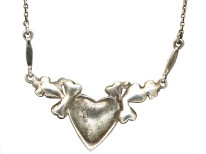 Art Deco Silver & Marcasite Heart Shaped Necklace