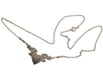Art Deco Silver & Marcasite Heart Shaped Necklace