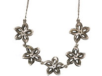Art Deco Silver & Marcasite Flowers Necklace