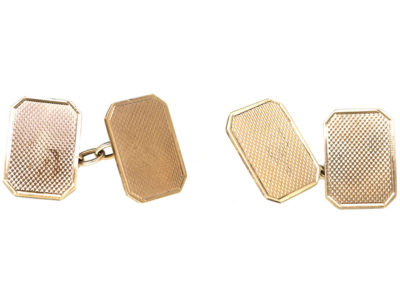 Art Deco Silver & Gold Engine Turned Cufflinks