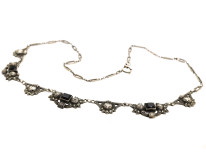 Art Deco Silver, Onyx & Marcasite Necklace