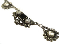 Art Deco Silver, Onyx & Marcasite Necklace