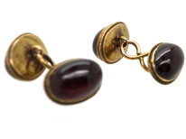 Victorian 15ct Gold & Cabochon Garnet Oval Cufflinks