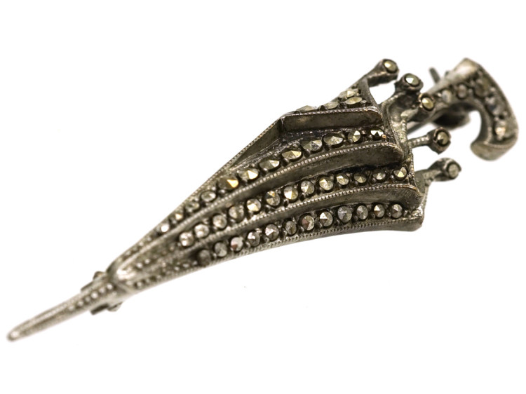 Silver & Marcasite Brolly Brooch