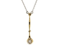 Art Deco Diamond Drop Pendant on Platinum Chain