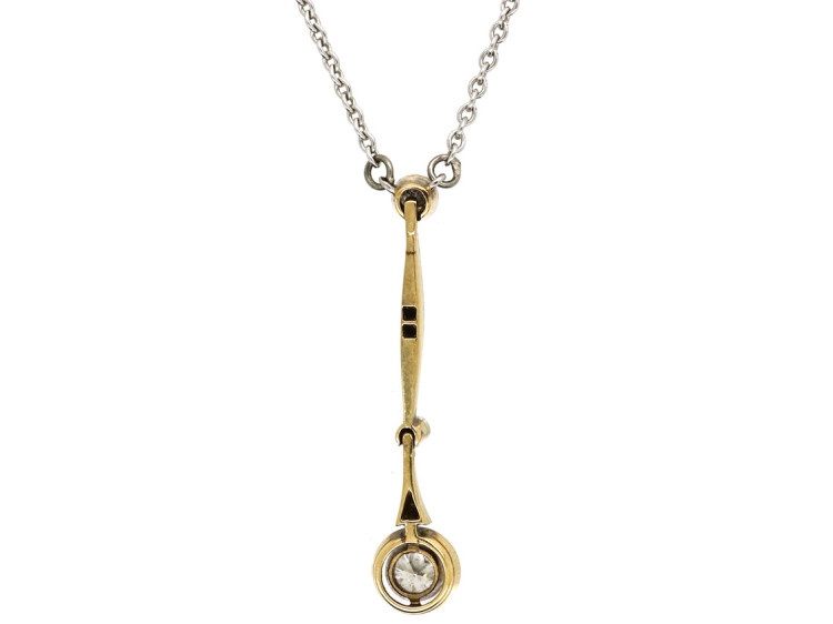 Art Deco Diamond Drop Pendant on Platinum Chain