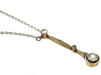 Art Deco Diamond Drop Pendant on Platinum Chain