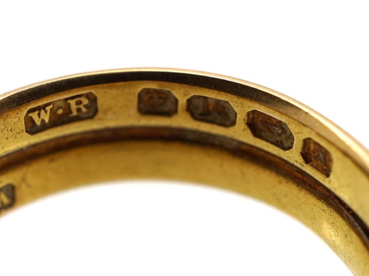 Victorian 18ct Gold Double Snake Ring set with Turquoise & Rose Diamonds