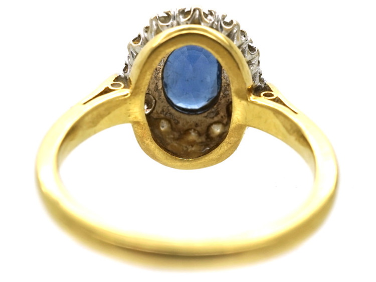 18ct Gold, Sapphire & Diamond Oval Cluster Ring