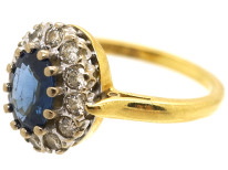 18ct Gold, Sapphire & Diamond Oval Cluster Ring