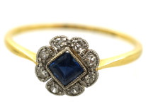 Art Deco 18ct Gold, Platinum, Sapphire & Diamond Ring