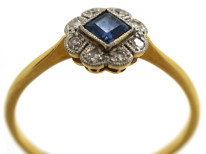 Art Deco 18ct Gold, Platinum, Sapphire & Diamond Ring