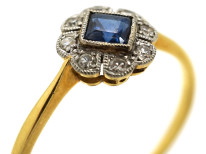 Art Deco 18ct Gold, Platinum, Sapphire & Diamond Ring