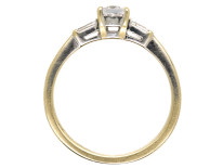 18ct White Gold French Cut Diamond Ring with Baguette Diamond Shoulders