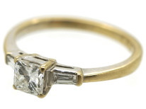 18ct White Gold French Cut Diamond Ring with Baguette Diamond Shoulders