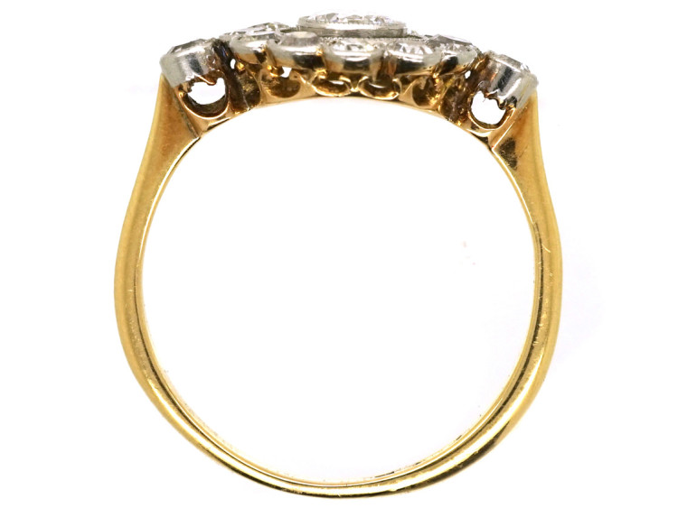 Edwardian 18ct Gold, Platinum & Diamond Target Ring