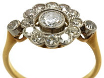 Edwardian 18ct Gold, Platinum & Diamond Target Ring