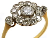 Edwardian 18ct Gold, Platinum & Diamond Target Ring