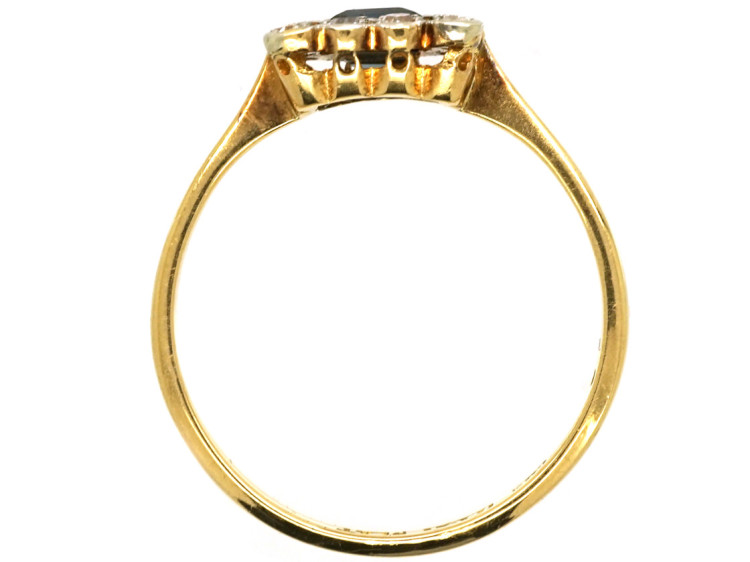 Art Deco 18ct Gold, Platinum, Sapphire & Diamond Square Ring