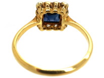 Art Deco 18ct Gold, Platinum, Sapphire & Diamond Square Ring