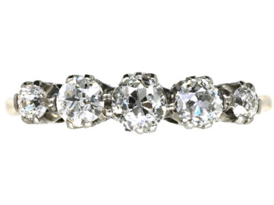 18ct Gold, Platinum Five Stone Diamond Ring