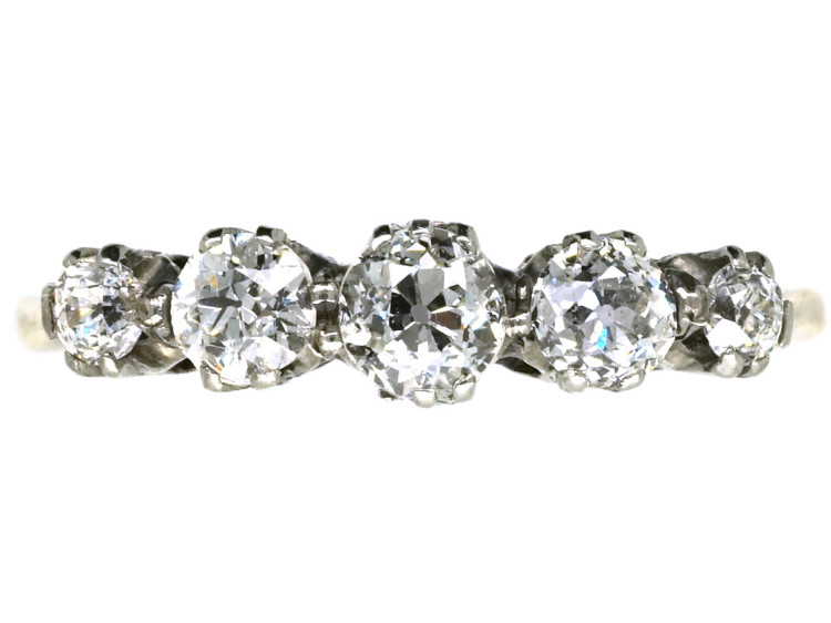 18ct Gold, Platinum Five Stone Diamond Ring