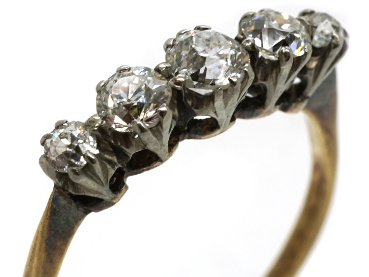 18ct Gold, Platinum Five Stone Diamond Ring