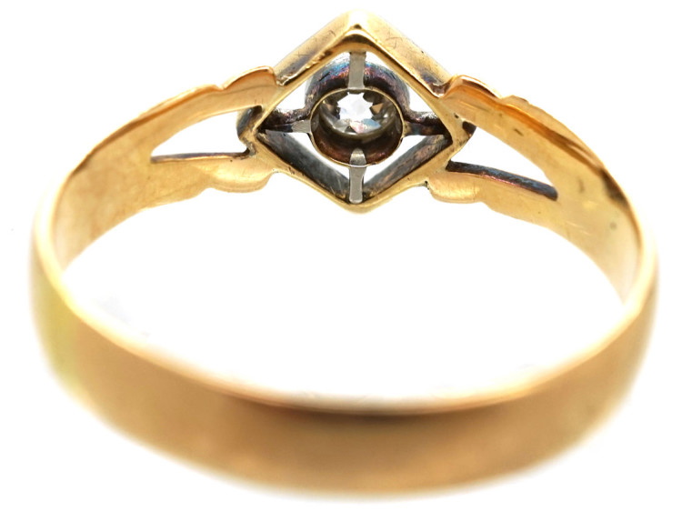 Edwardian 18ct Gold,Platinum, Single Stone Diamond Ring with Split Shoulders