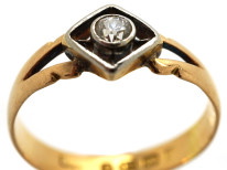 Edwardian 18ct Gold,Platinum, Single Stone Diamond Ring with Split Shoulders