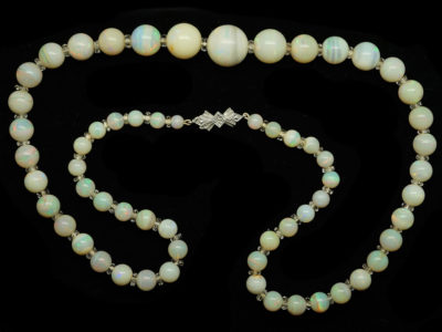 Opal bead & Rock Crystal Necklace