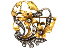 Belle Epoque 18ct Gold & Rose Diamond Flower Brooch
