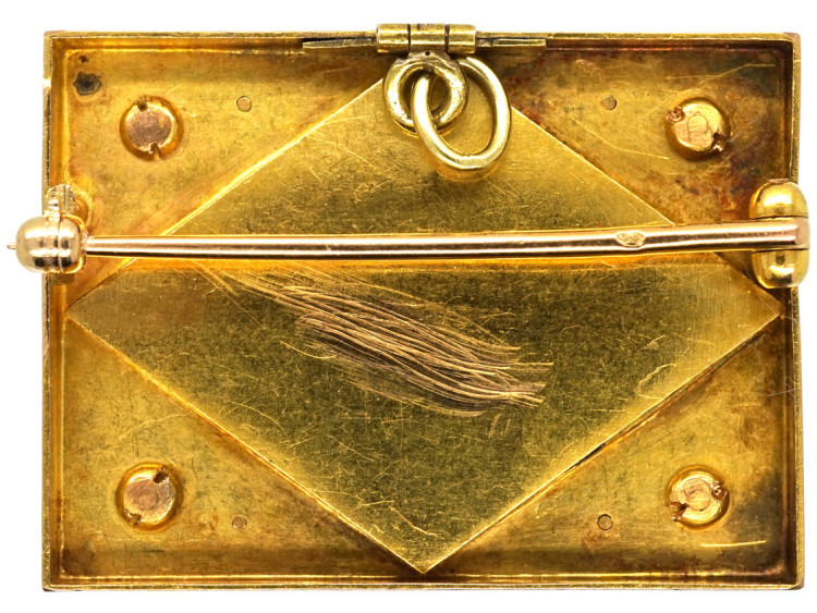 18ct Gold French Enamel Brooch Representing An Allegory of Love