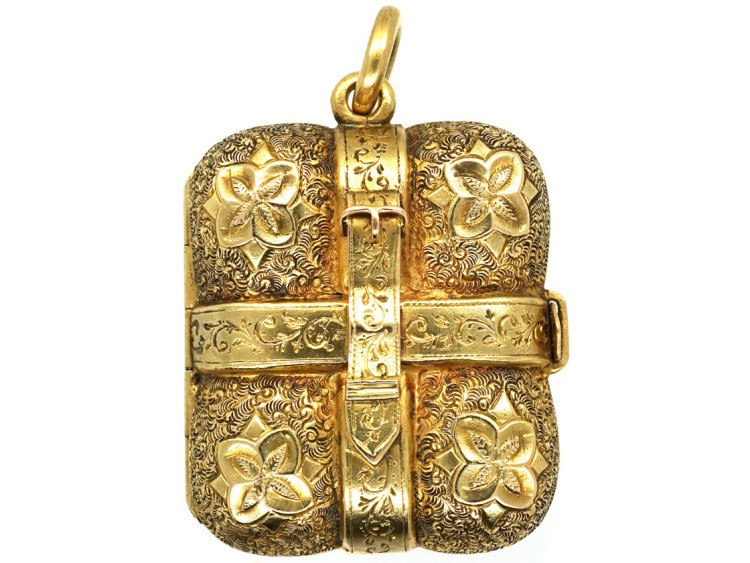 Victorian 15ct Gold Buckle Design Rectangular Locket