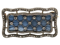 Edwardian Diamond & Eau-De-Nil Enamel Rectangular Brooch