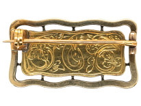 Edwardian Diamond & Eau-De-Nil Enamel Rectangular Brooch