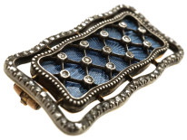 Edwardian Diamond & Eau-De-Nil Enamel Rectangular Brooch