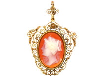 14ct Gold Classical Pendant of a Ladies Head