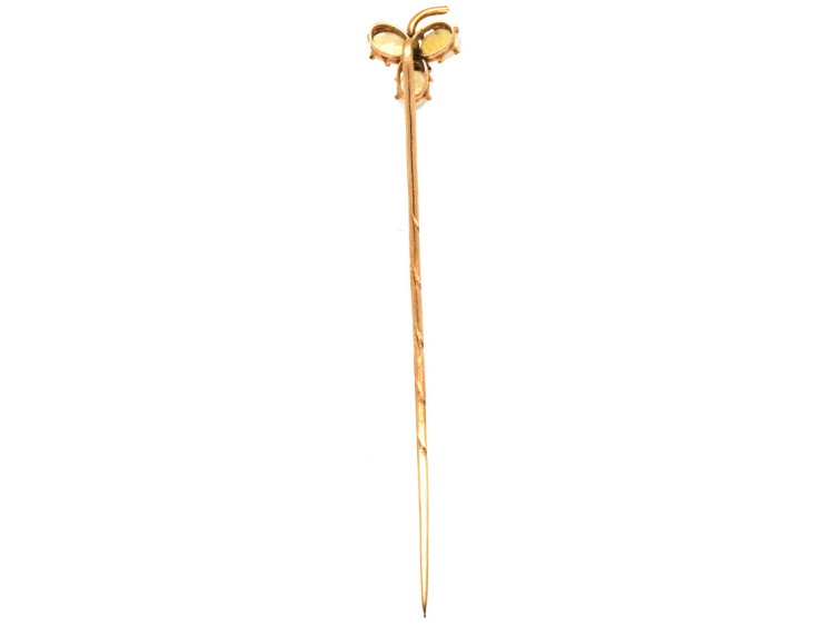 Edwardian 14ct Gold Three Opal & Ruby Tie Pin