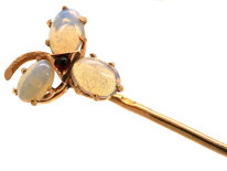 Edwardian 14ct Gold Three Opal & Ruby Tie Pin