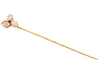 Edwardian 14ct Gold Three Opal & Ruby Tie Pin