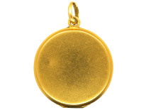 Art Deco 14ct Gold & Enamel Round Locket Set With Three Diamonds