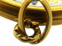 Art Deco 14ct Gold & Enamel Round Locket Set With Three Diamonds