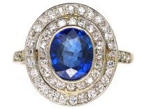 Edwardian Platinum, Sapphire & Diamond Oval Ring