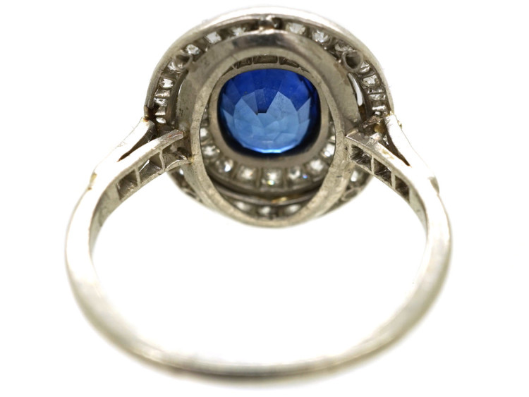 Edwardian Platinum, Sapphire & Diamond Oval Ring