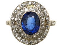 Edwardian Platinum, Sapphire & Diamond Oval Ring