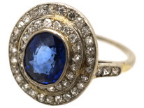 Edwardian Platinum, Sapphire & Diamond Oval Ring